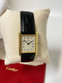 Must de Cartier Tank Large Model Quartz White Arabic Dial Deployante - Full Set Incl Cartier Garantie