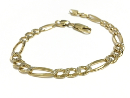 18 K Massief Gouden Figaro Schakel Armband (Geslepen) - 22,5 cm / 19,1 g