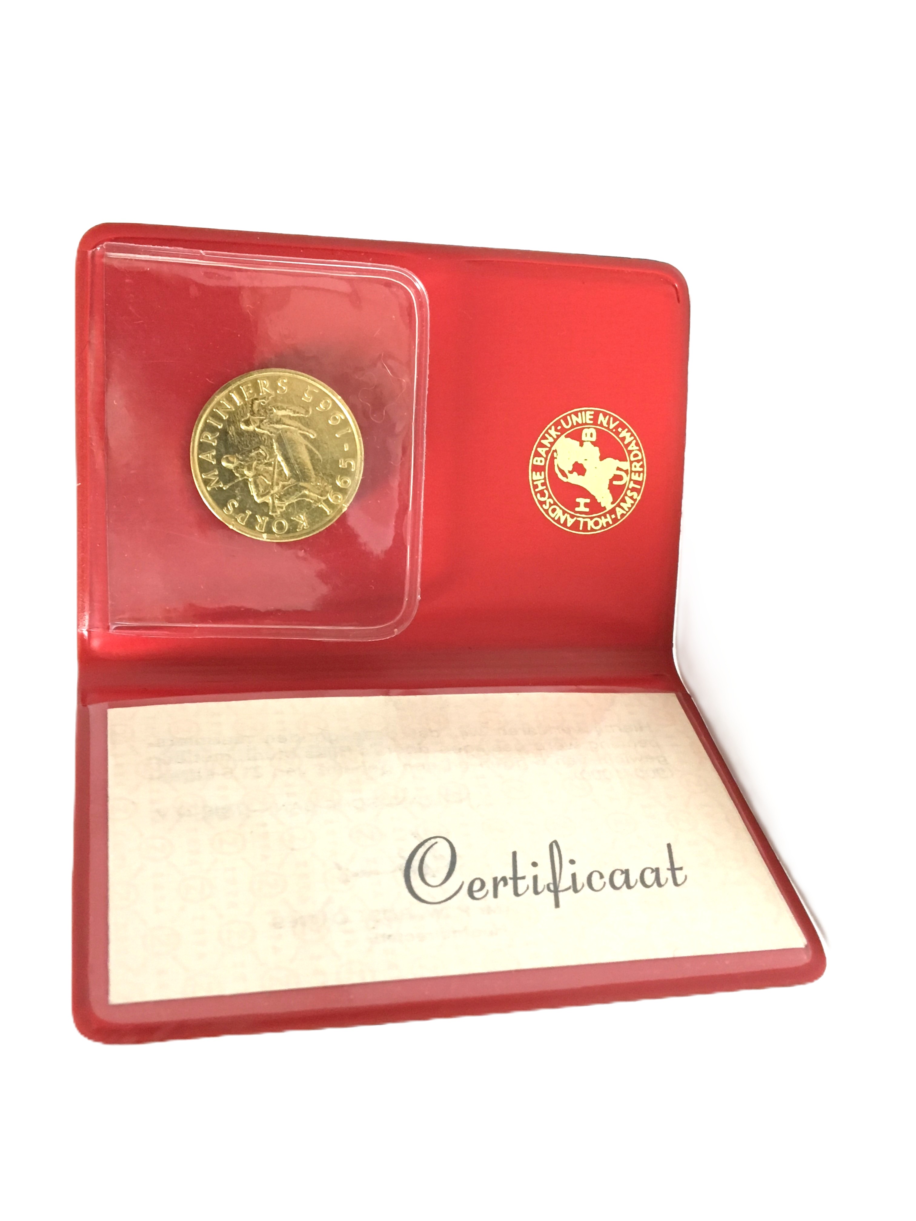 Rijks Munt 21,6 K Gouden Penning - 300 Jaar Korps Mariniers 1965