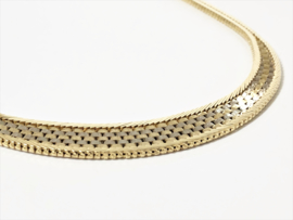 Vintage 14 K Bicolor Massief Gouden  Schakel Collier - 44 cm / 46,6 g