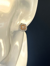 NDI 14 Karaat Witgouden Oorstekers Rosé Detail 0.30 ct Diamant - HK Design