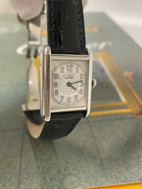 Must de Cartier Tank Quartz White Arabic Dial Zilver - Deployant 2416