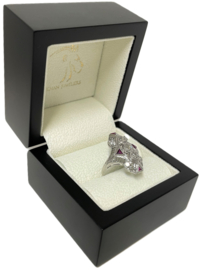 Art Deco Witgouden Prinsessen Ring 0.65 ct Diamant / Robijn - Jaren 30