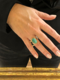 14 Karaat Antiek Gouden Ring Malachiet