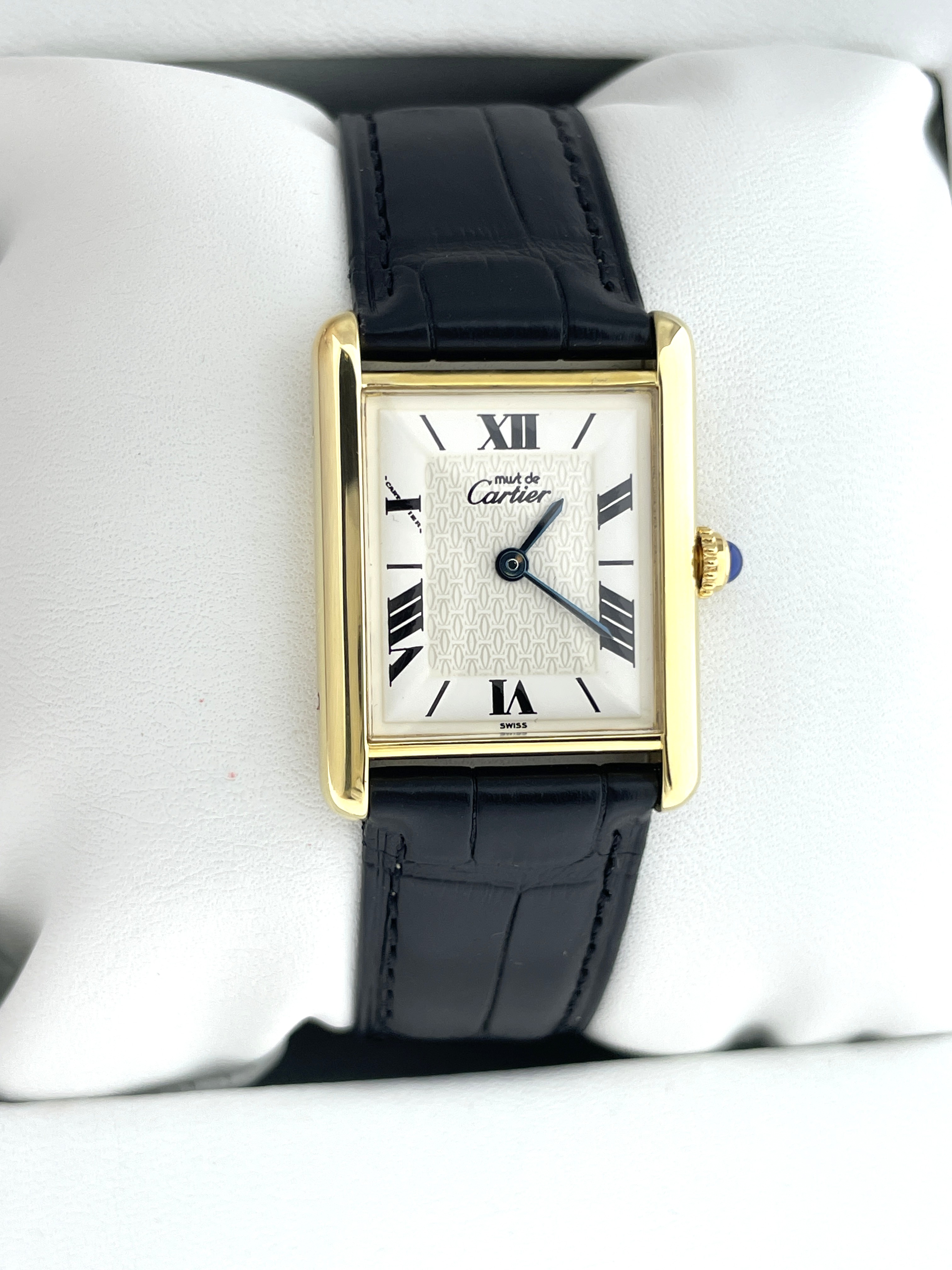 Must de Cartier Tank Large Model Quartz White Roman Dial Deployante Incl Garantie Ref. 1615