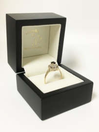 14 K Gouden Entourage Ring Saffier / Briljantgeslepen Diamant