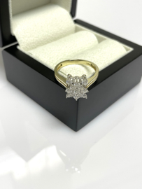 14 Karaat Bicolor Gouden Fantasie Ring Briljant Geslepen Heldere Cubic Zirkonia