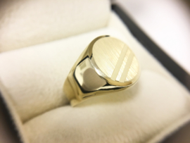 14 K Gouden Heren Zegel Ring (gematteerd)