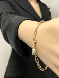 14 K Gouden Closed Forever Schakel Armband Hanger Blauwlagen - 19,5 cm / 7,75 g