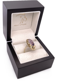 Vintage 14 Karaat Gouden Dames Ring Ovaal Amethyst