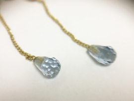 14 K Gouden Oorhangers Geslepen Baby Blue Spinel