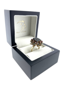 Antiek 14 Karaat Gouden Band Ring Bloem Saffier / Robijn - 6.5 g
