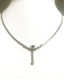 Gewalst Gematteerd Witgouden Gourmet Collier 0.70 Briljant Geslepen Diamant