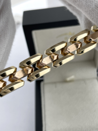 Vintage 14 Karaat Gouden Schakel Armband Rosé Gouden Tussenliggers - 18 cm / 23.8 g / 11 mm