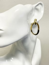 14 Karaat Gouden Oorhangers Fantasie Ovaal Draaglengte 4 cm