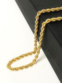 14 K Gouden Koord / Kabel / Rope Ketting - 55,5 cm / 4,2 g / 3 mm