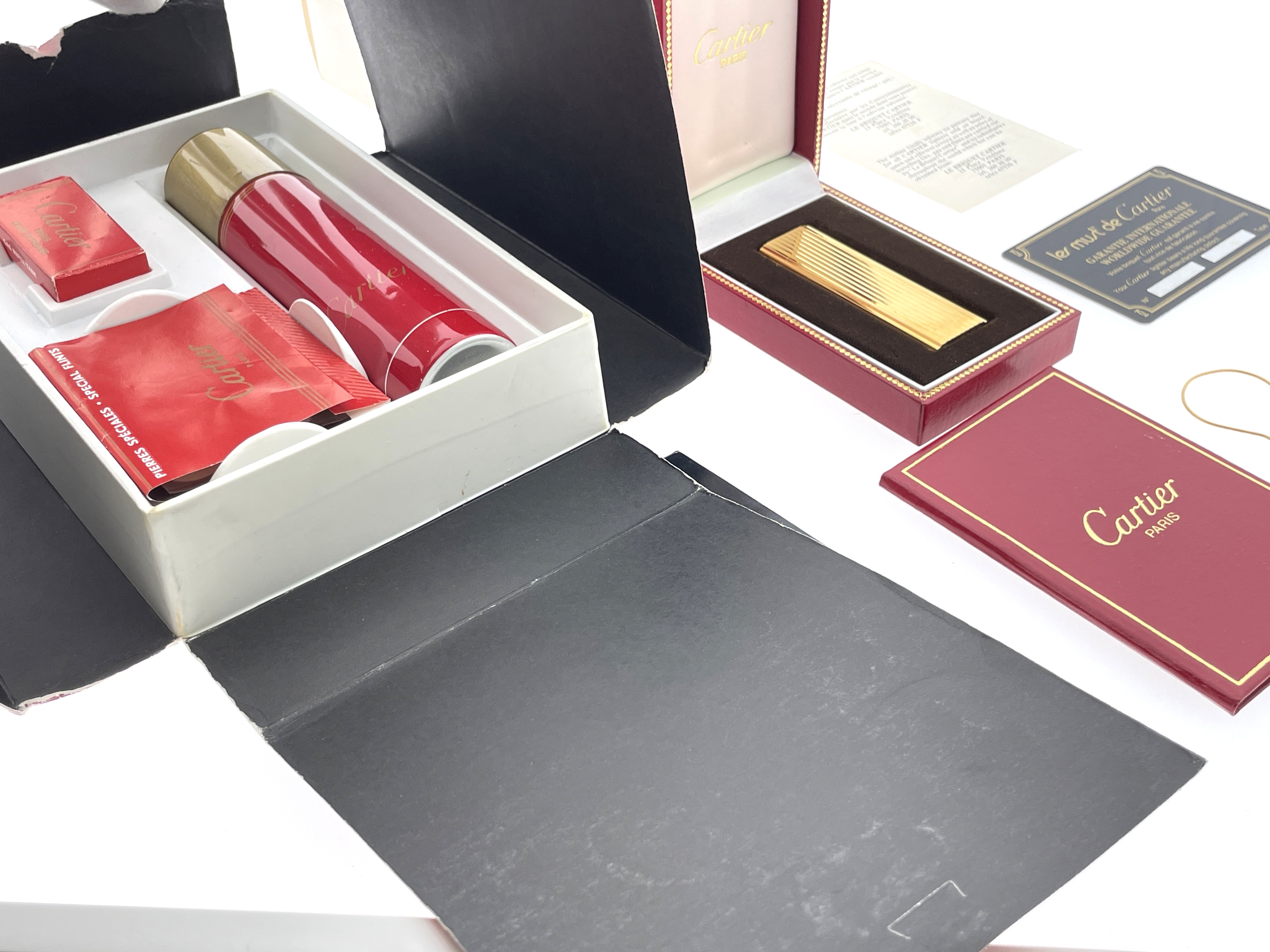 Les Must de Cartier Vintage Aansteker Vermeil Briquet Oval Shaped Striped - Full Set
