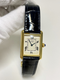 Must de Cartier Tank Midsize Quartz White Roman Dial Deployante Incl Cartier Garantie