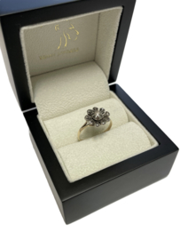 Antiek 14 K Gouden Rozet Ring ca 0.15 ct Roos Geslepen Diamant