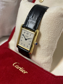 Must de Cartier Tank Large Model Quartz White Arabic Dial Deployante - Full Set Incl Cartier Garantie