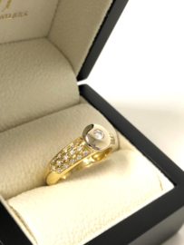18 Karaat Bicolor Gouden Solitair Bandring 0.45 ct Briljant Geslepen Diamant