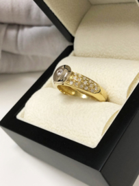 18 Karaat Bicolor Gouden Solitair Bandring 0.45 ct Briljant Geslepen Diamant