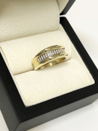 14 K Bicolor Gouden Bandring 0.15 Crt Diamant - G/VS2-SI1