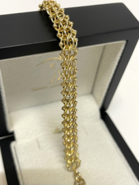 Antiek 14 Karaat Gouden Draad Armband Veerring Musqueton - 19.5 cm / 9 g / 8.3 mm