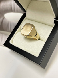 14 K Gouden Heren Ring Model 8-Kant Deels Gematteerd - Mt 21