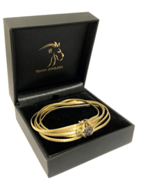 5-Strengige Antiek 8 Karaat Omega Armband Geslepen Saffier - 19,5 cm / 29,9 g