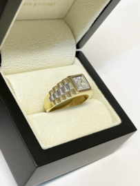 14 K Gouden Rolex Heren Ring President Carré Geslepen Heldere Cubic Zirkonia