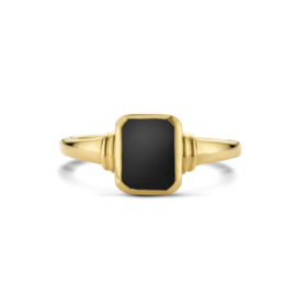 14 K Gouden Dames Zegelring 1.0 ct Black Onyx - Model 8-Kant