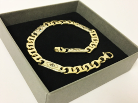 14 K Bicolor Gouden Gucci Schakel Armband / Zirkonia - 22,5 cm / 22,85 g
