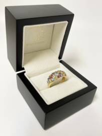 14 K Gouden Band Ring Edelstenen Amethyst Citrien Peridoot Topaas