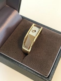 14K Bicolor Gouden Heren Ring Briljantgeslepen Diamant