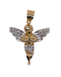 18 Karaat Bicolor Gouden Hanger Engel - 4 cm