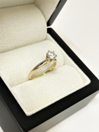 14 K Gouden Solitair Ring 0,51 crt Diamant F / VS1 - Inclusief Diamant Certificaat