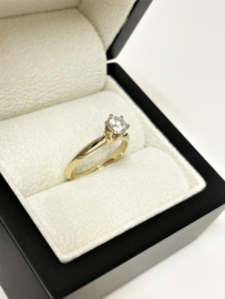 14 K Gouden Solitair Ring 0,51 ct Diamant F / VS1 - Inclusief Diamant Certificaat