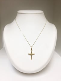 14 K Gouden Hanger - Kruis met Jezus Figuur / 3,5 cm