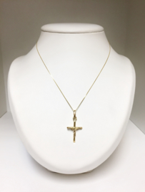 14 K Gouden Hanger - Kruis met Jezus Figuur / 3,5 cm