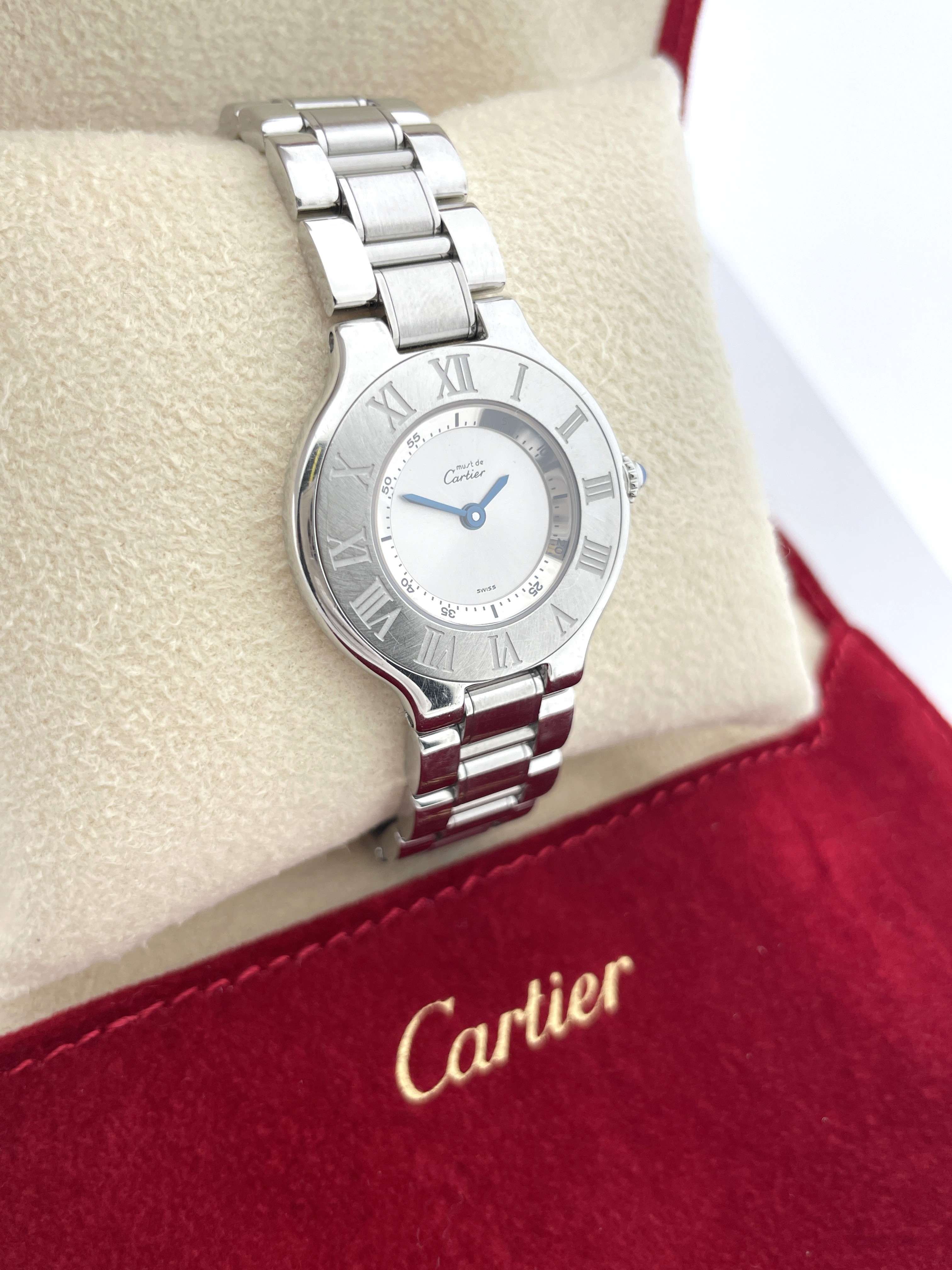 Cartier Must de 21 Staal Dames Polshorloge Ref. 1340 Travel Pouch / Papers