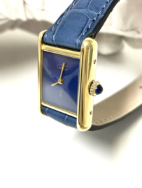 Must de Cartier Tank Lapis Lazuli Dial Dames Polshorloge - Denim Blue Strap