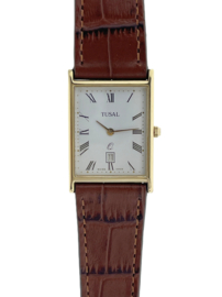 TUSAL 14 K Geelgouden Heren Polshorloge Dresswatch Jaren '90 Quartz