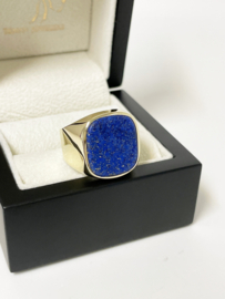 Grove 14 K Gouden Heren Stomphoek Ring Lapis Lazuli - 8,9 g / Mt 19.5