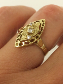14 K Gouden Fantasie Ring Heldere Zirkonia