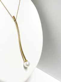 18 K Gouden Collier Hanger Cultivé Zoetwater Parel 7 mm / 5,8 cm