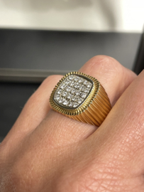 18 Karaat Massief Gouden Heren Ring 0.75 ct Briljant Geslepen Diamant - 16.5 Gram
