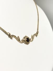 14 K Antiek Gouden Venetiaans Collier Granaat Hanger - 47 cm / 6,3 g