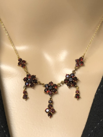 Antiek 8 Karaat Anker Collier Facetgeslepen Granaten - 40 cm