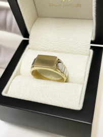 14 K Bicolor Gouden Heren Zegelring Rolex Ring - Mt 19,75